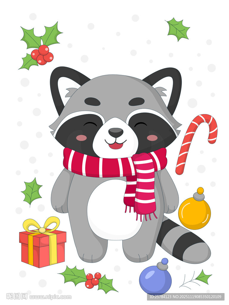 冬季卡通动物保暖小浣熊戴围巾