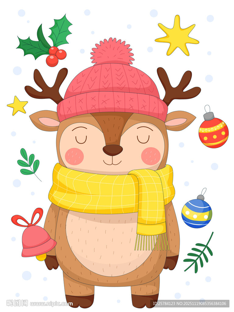 冬季动物保暖戴帽子围巾小麋鹿