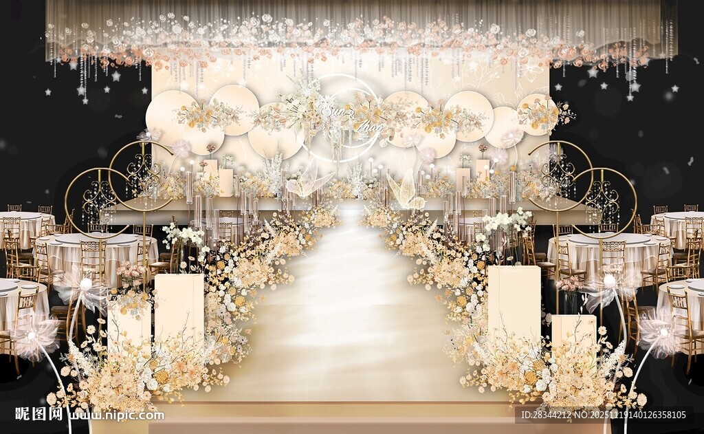 梦幻唯美香槟色系婚礼场景