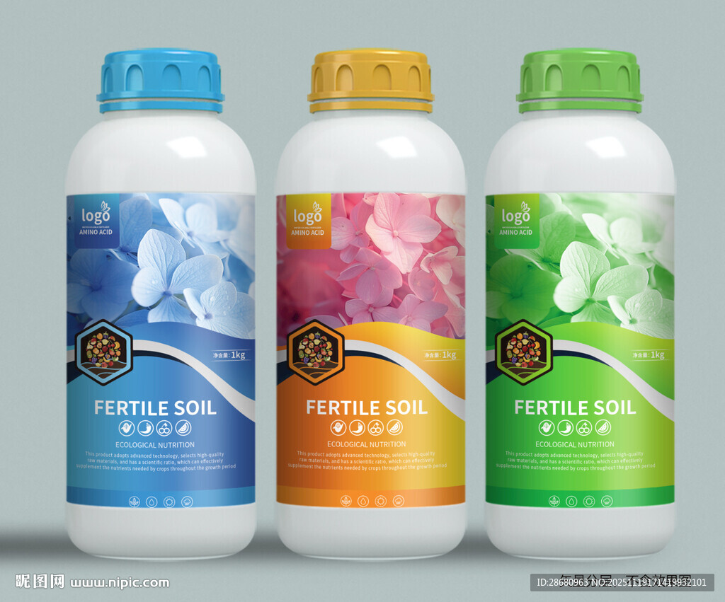 肥料包装瓶贴标瓶装洗护用品展示