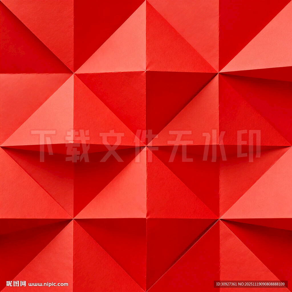 红色立体几何折纸图案