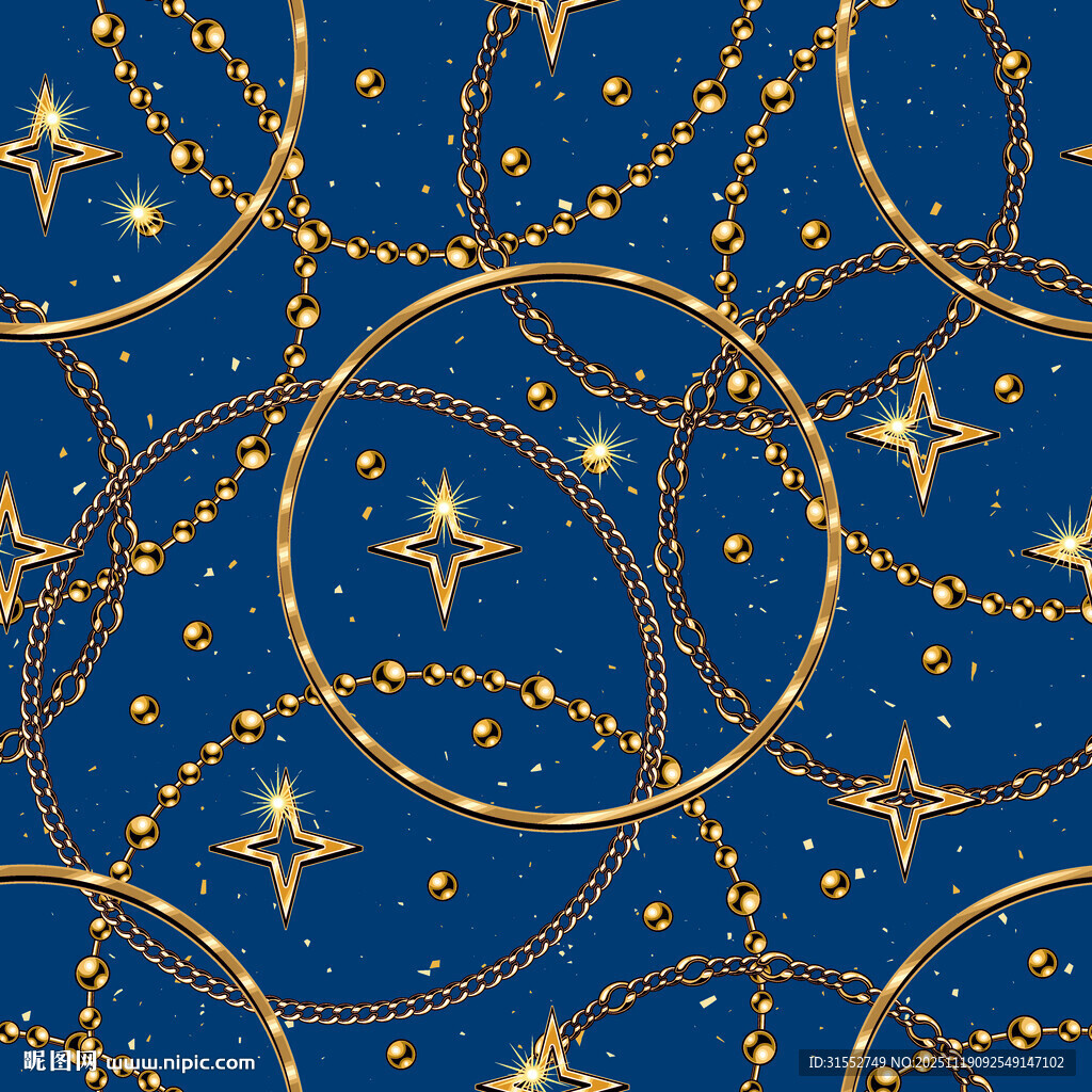 蓝色背景上的金色星环图案