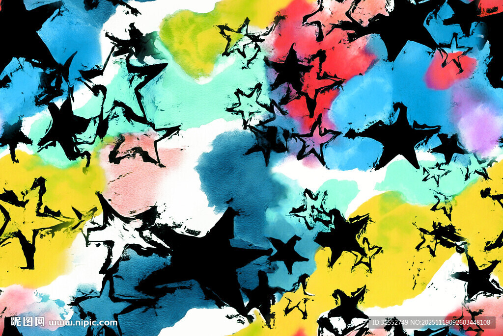 多彩星星抽象图案背景