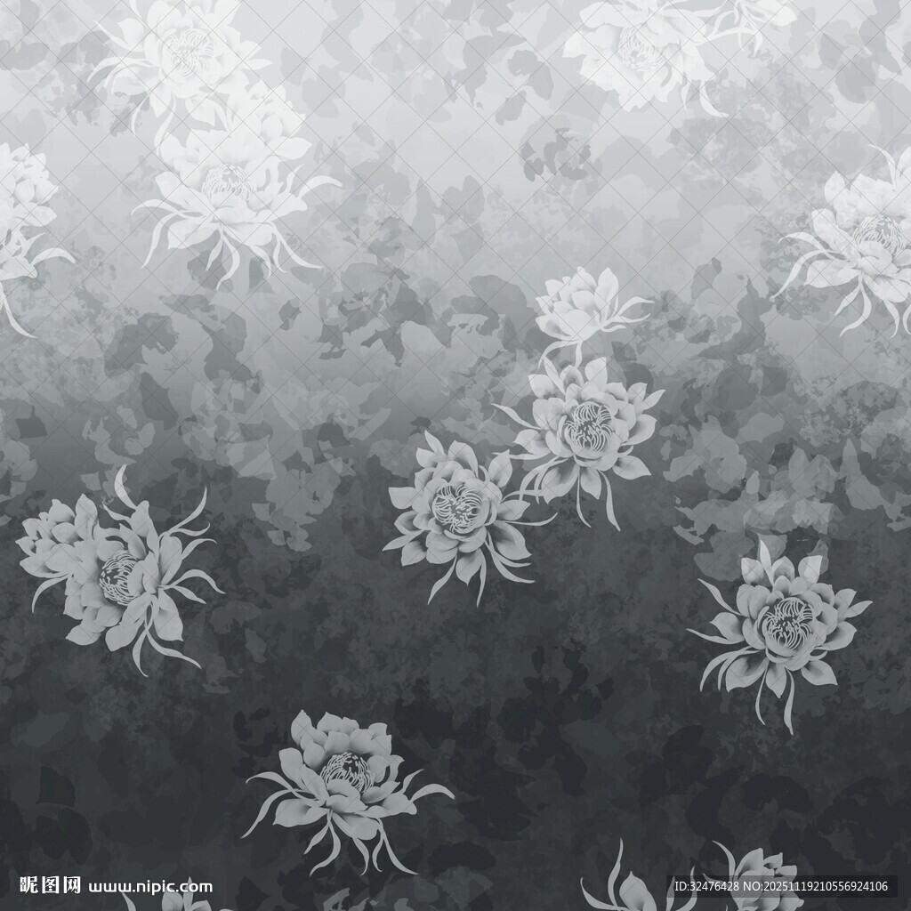灰白花卉纹理图案