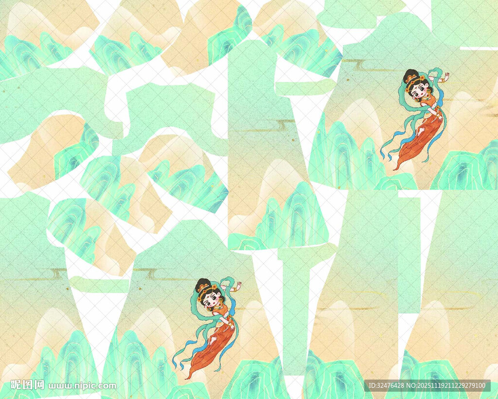 古风少女于梦幻山水间