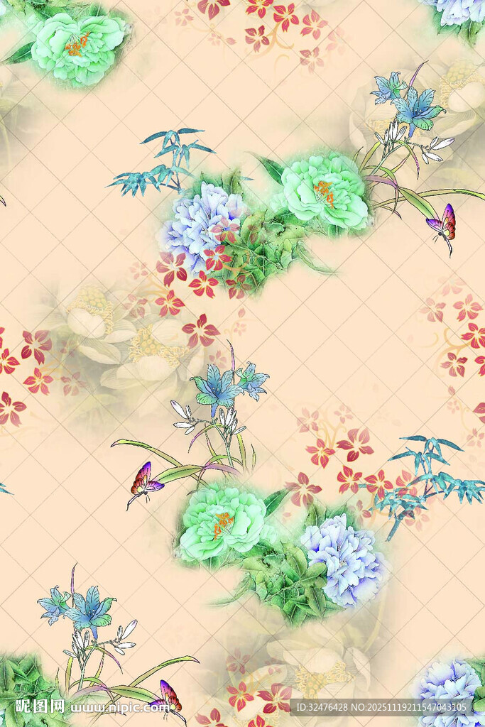 花鸟中式风精美图案纹理