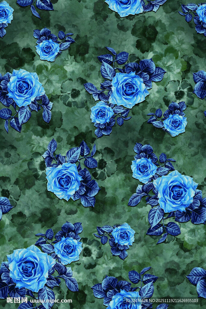 蓝色花卉图案纹理