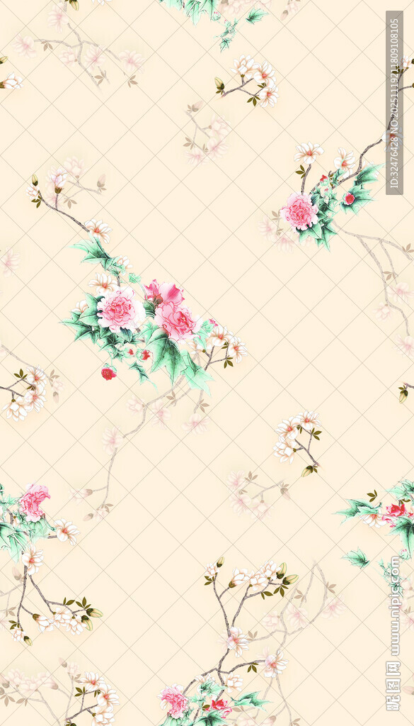 复古花卉图案背景纹理