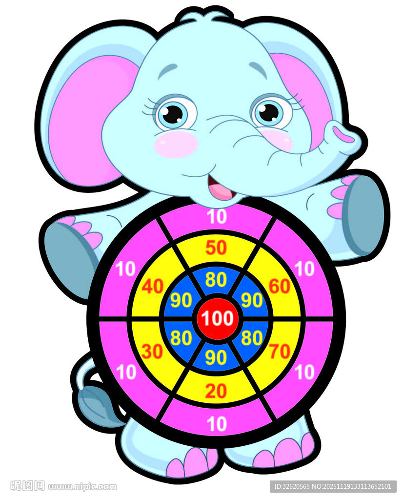 小象手持彩色飞镖盘