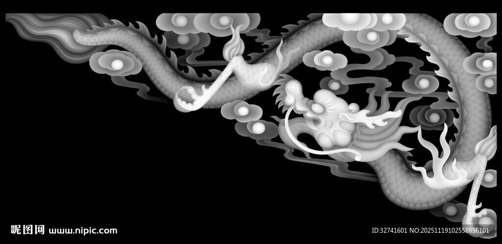 中式古建筑飞檐上的龙雕