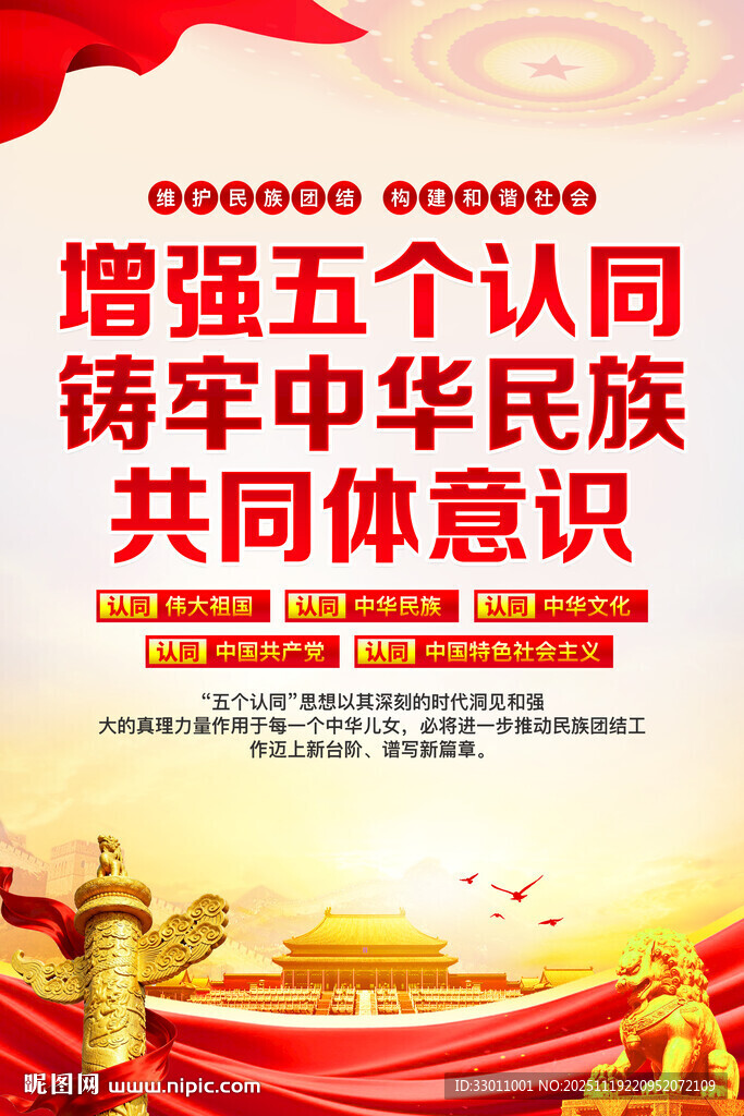 增强五个认同宣传海报