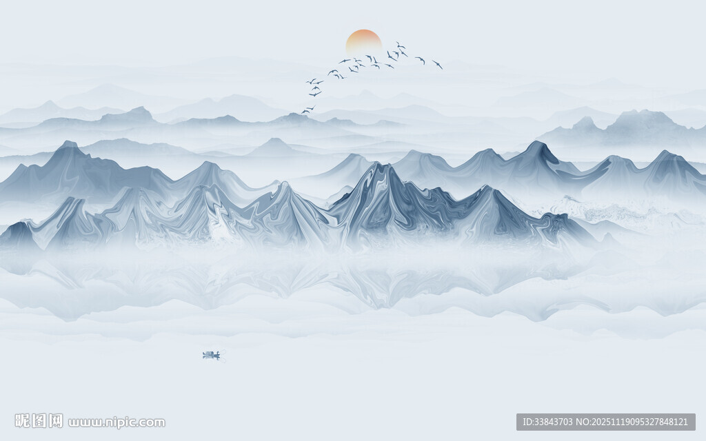 抽象水墨山水画