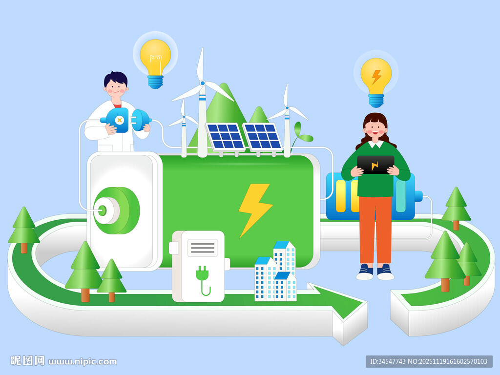 绿色能源与科技人员场景