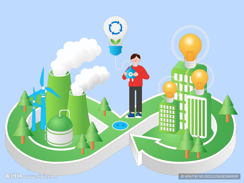 能源整合循环插画