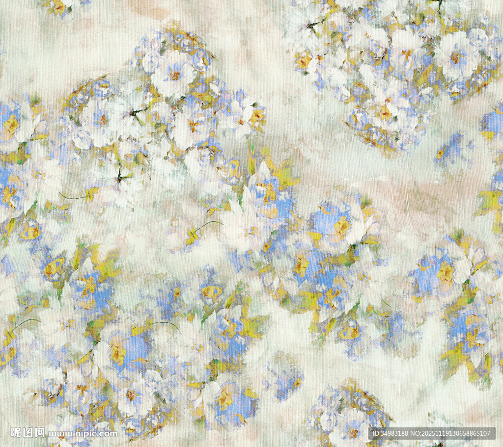 彩色朦胧花卉图案布料纹理