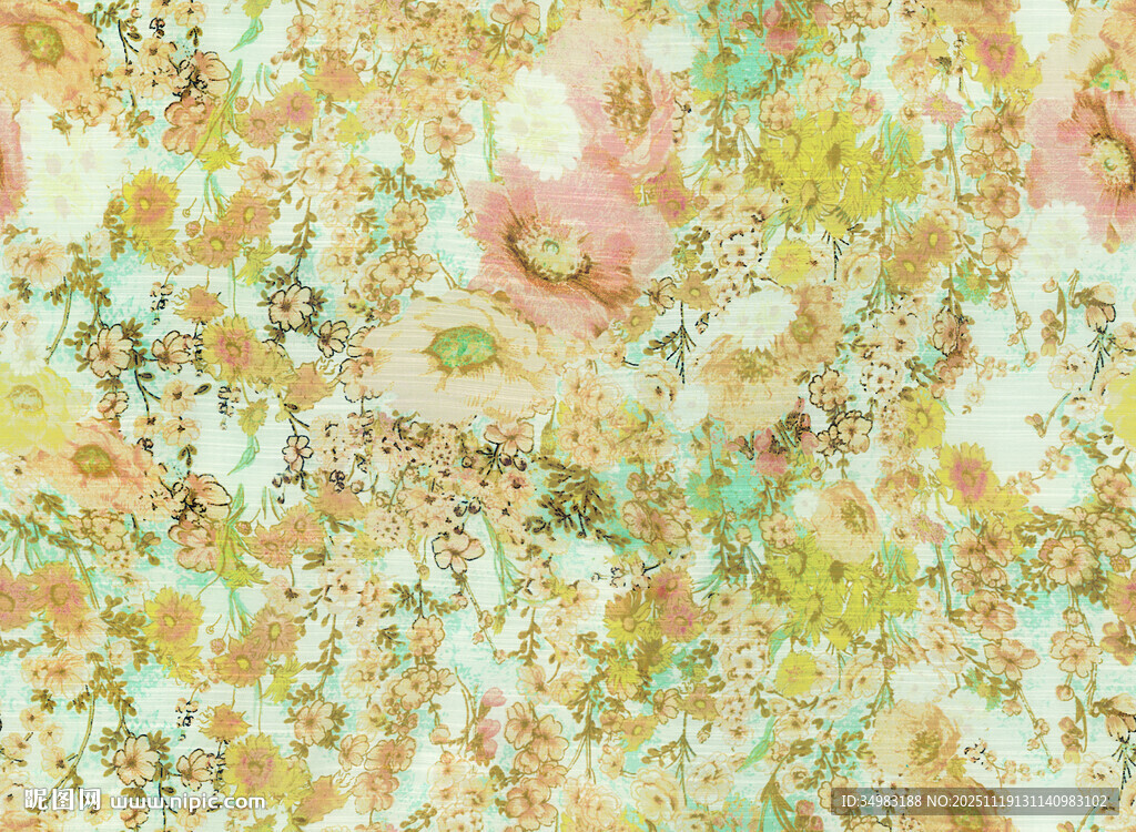 多彩花卉图案纹理背景