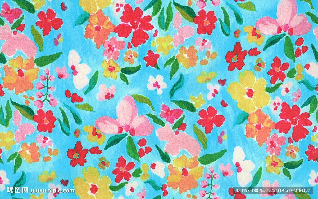 清新彩色小碎花手绘花卉植物图案