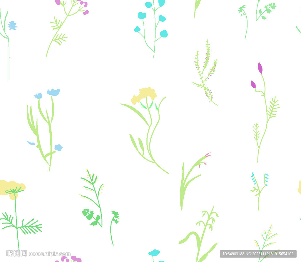 清新小碎花手绘花卉植物图案