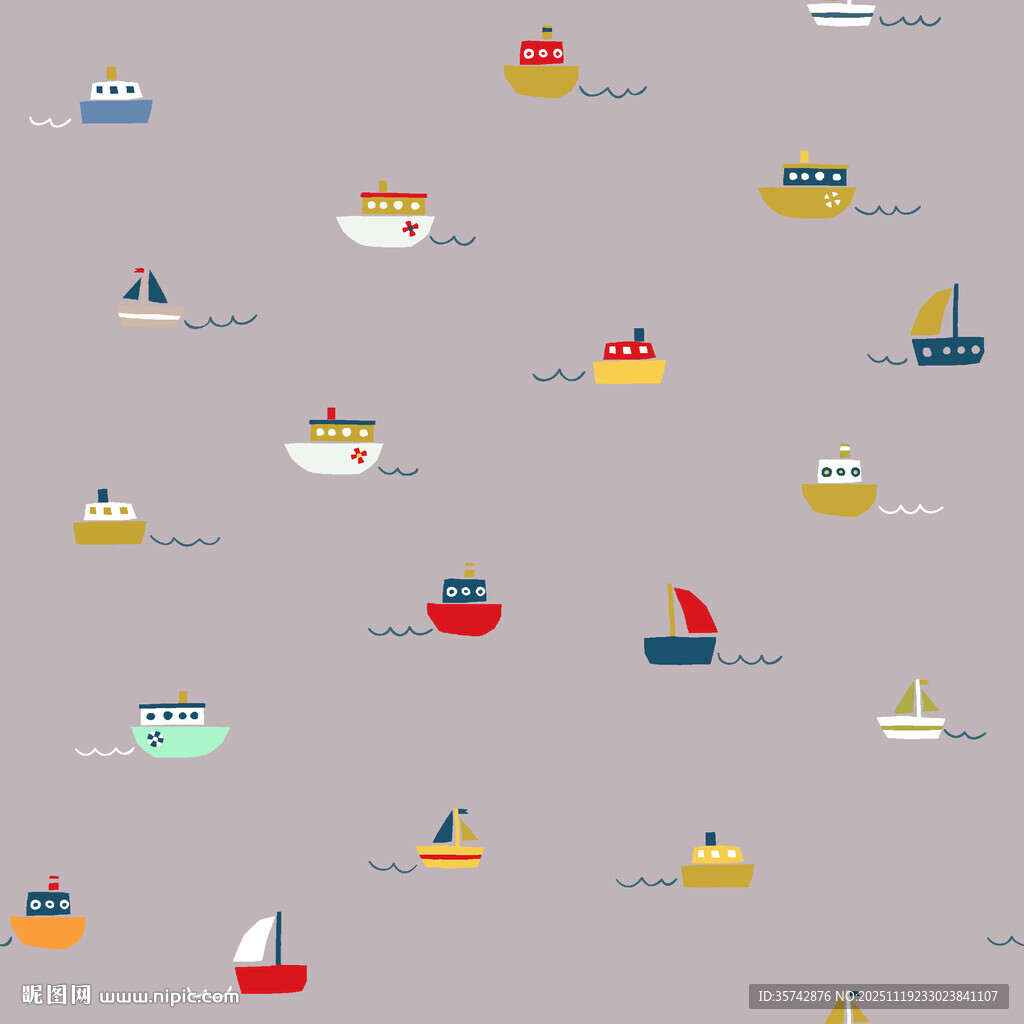 多彩船只图案背景