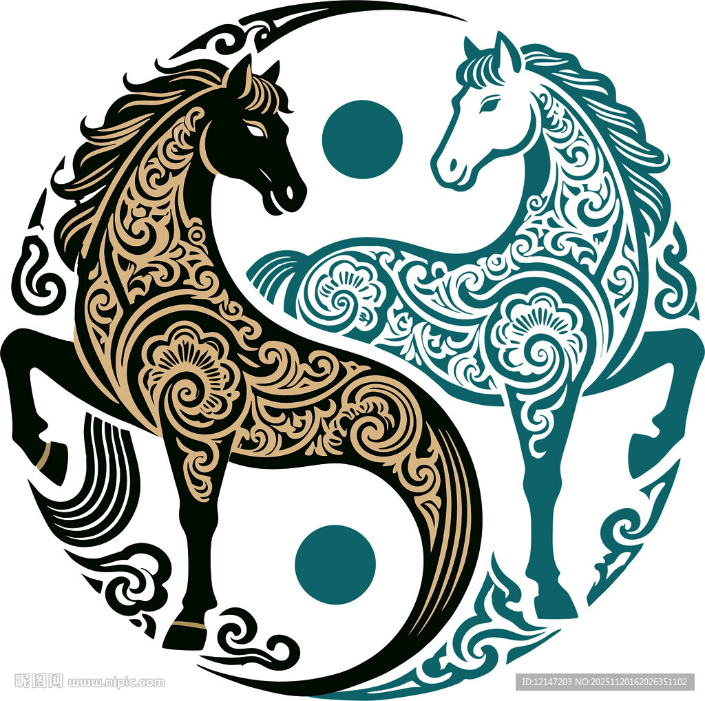双马环绕图腾图案