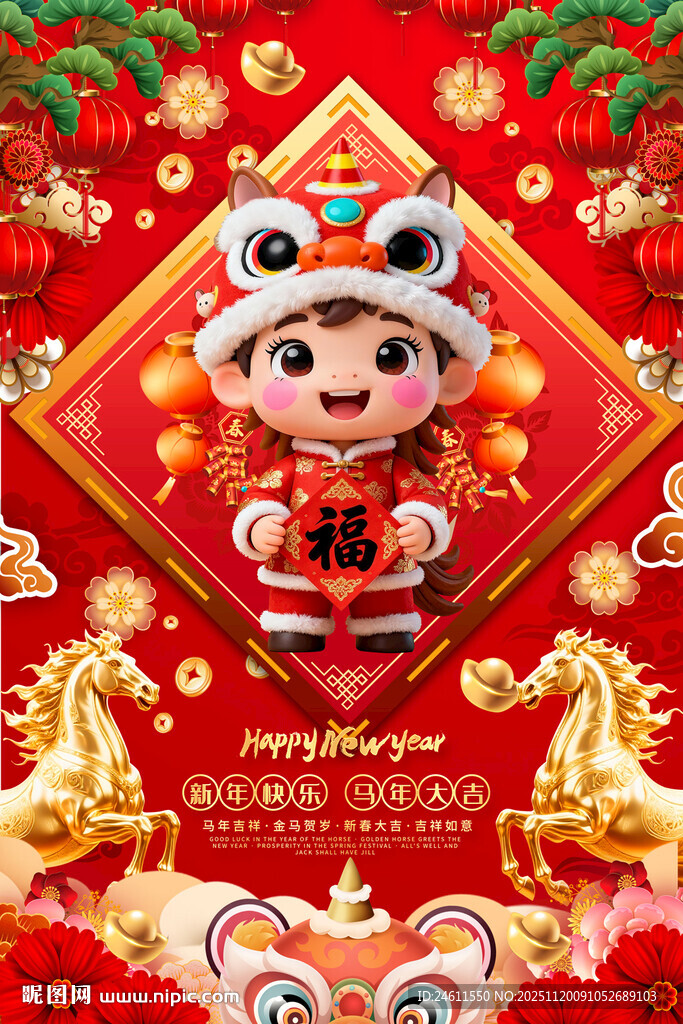 马年春节宣传海报