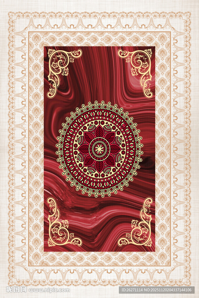 精美红色花纹地毯图案