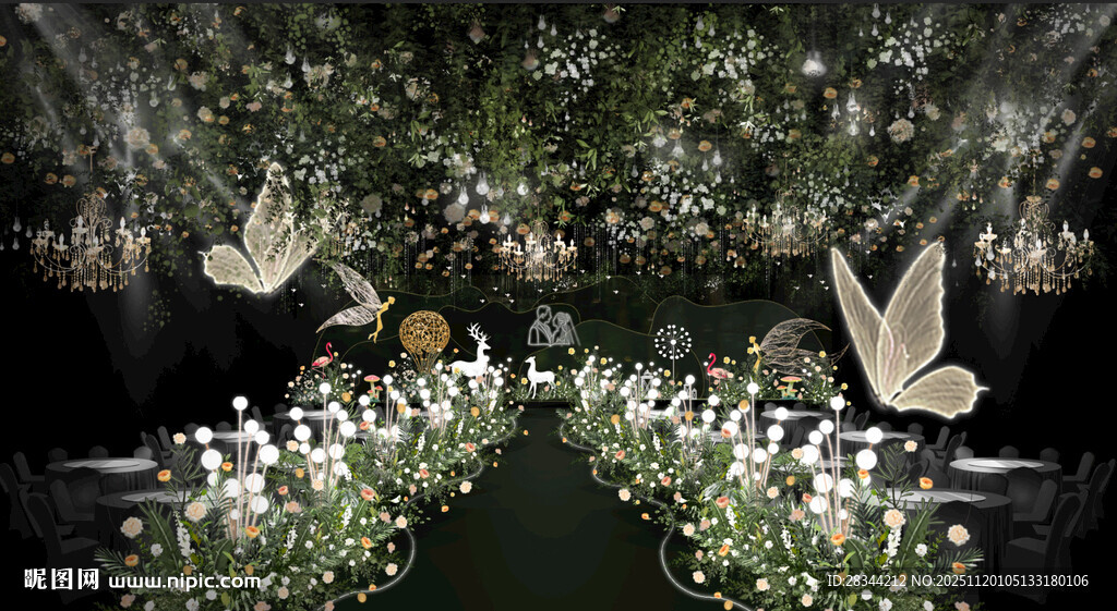 绿色森系主题婚礼布置