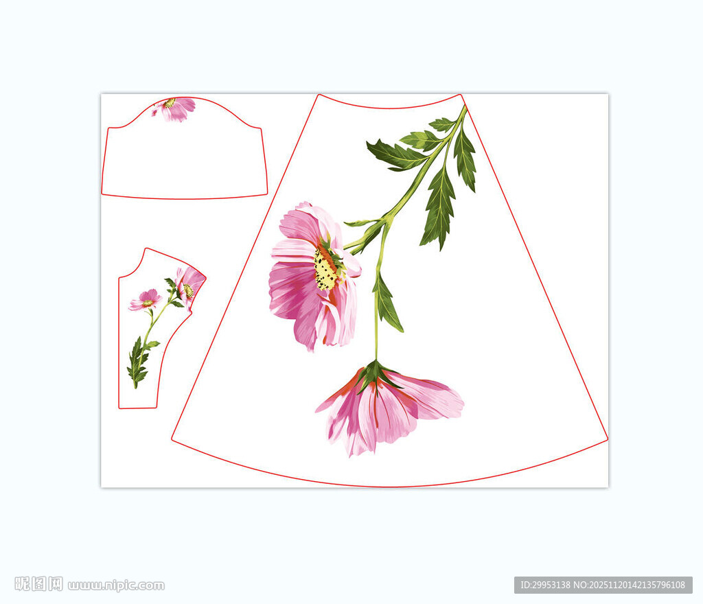 花卉图案女童裙设计图