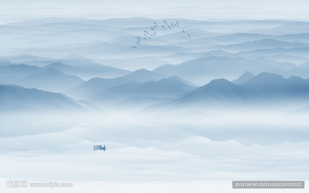 新中式屏风隔断水墨山水画背景墙