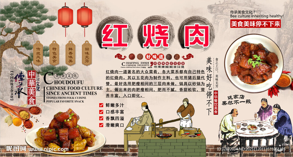 红烧肉背景墙