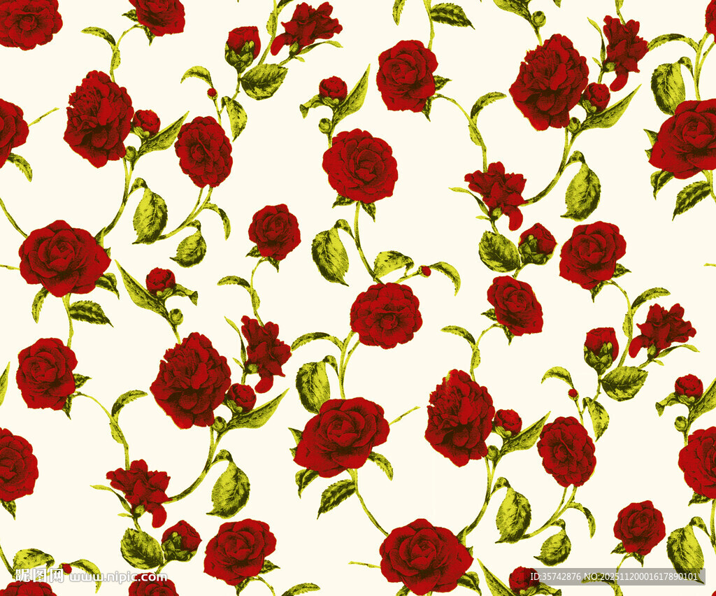 红色花卉图案背景纹理