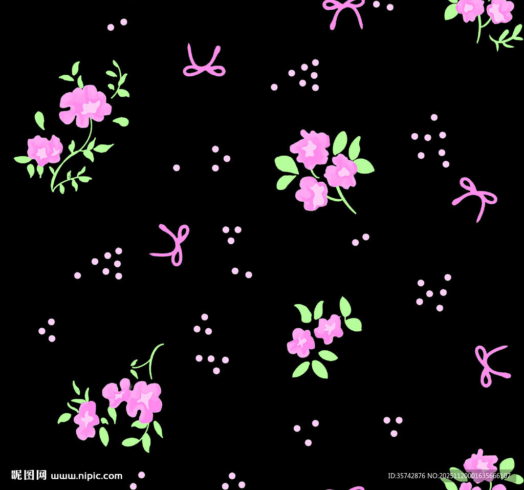 黑色底粉色花卉图案纹理
