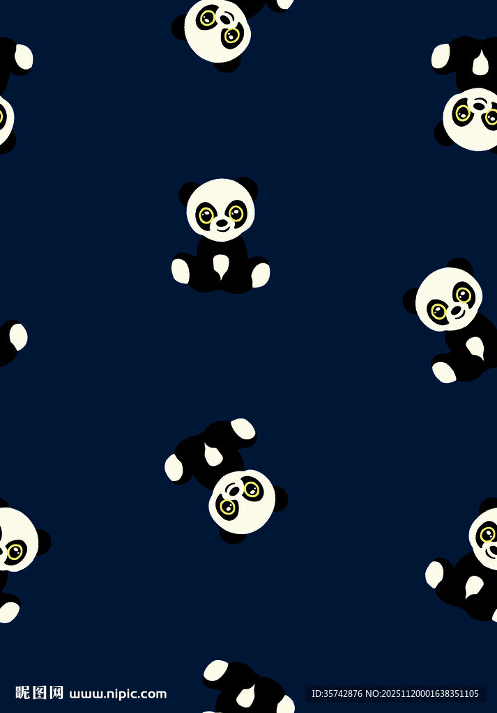 熊猫图案的深蓝色背景纹理