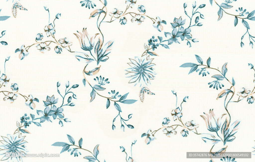 蓝白花卉图案背景纹理