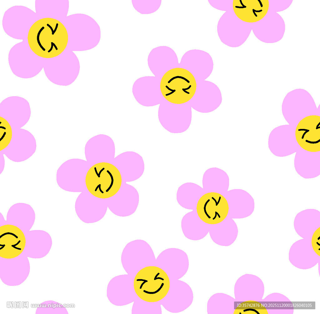 粉色笑脸花朵图案背景