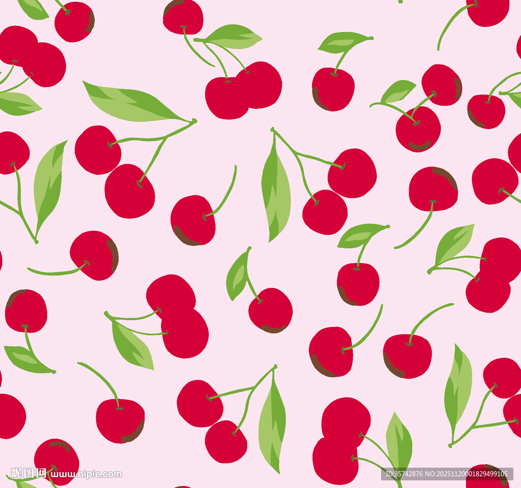 粉色背景樱桃图案