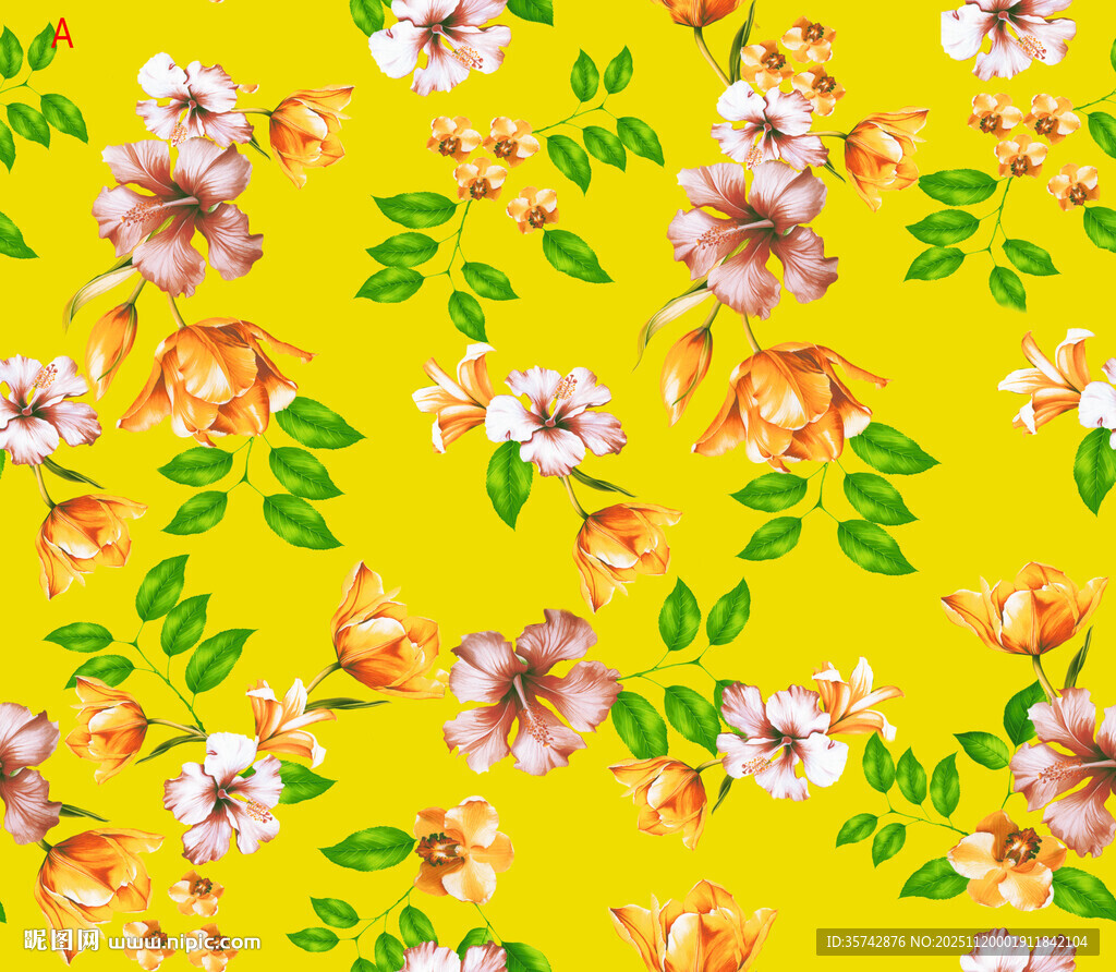 黄色花卉图案背景