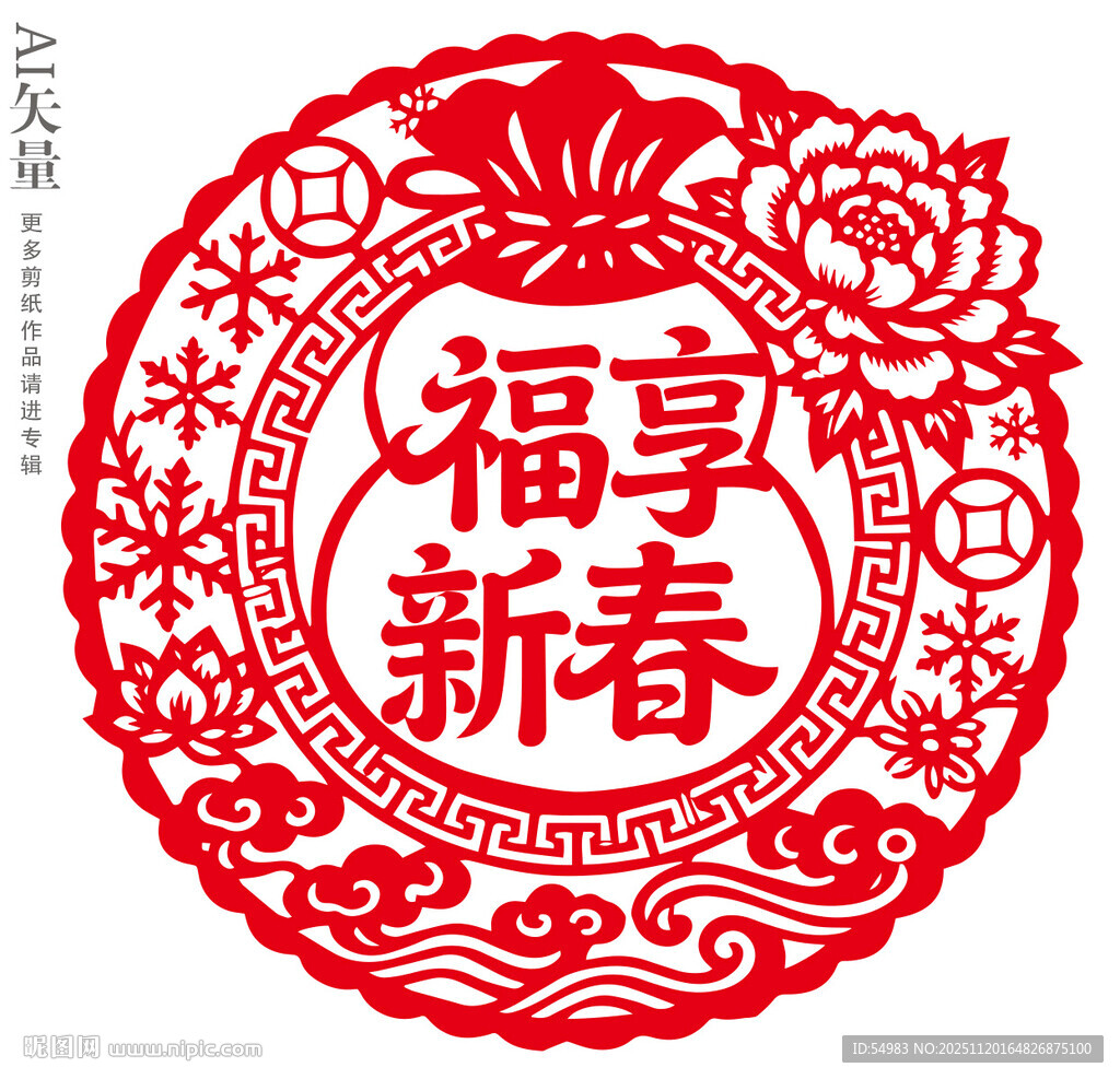 福享新春剪纸图案新年静电贴窗花