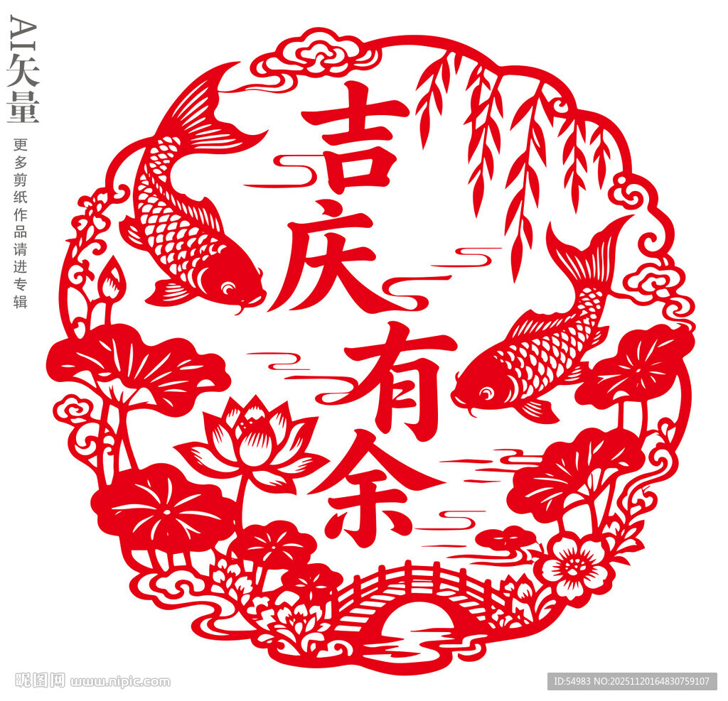 吉庆有余剪纸锦鲤窗花新年静电贴