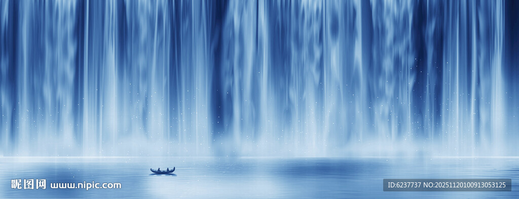 高山流水瀑布山水图