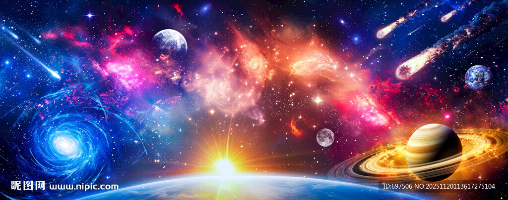 梦幻宇宙星空外太空星球银河背景