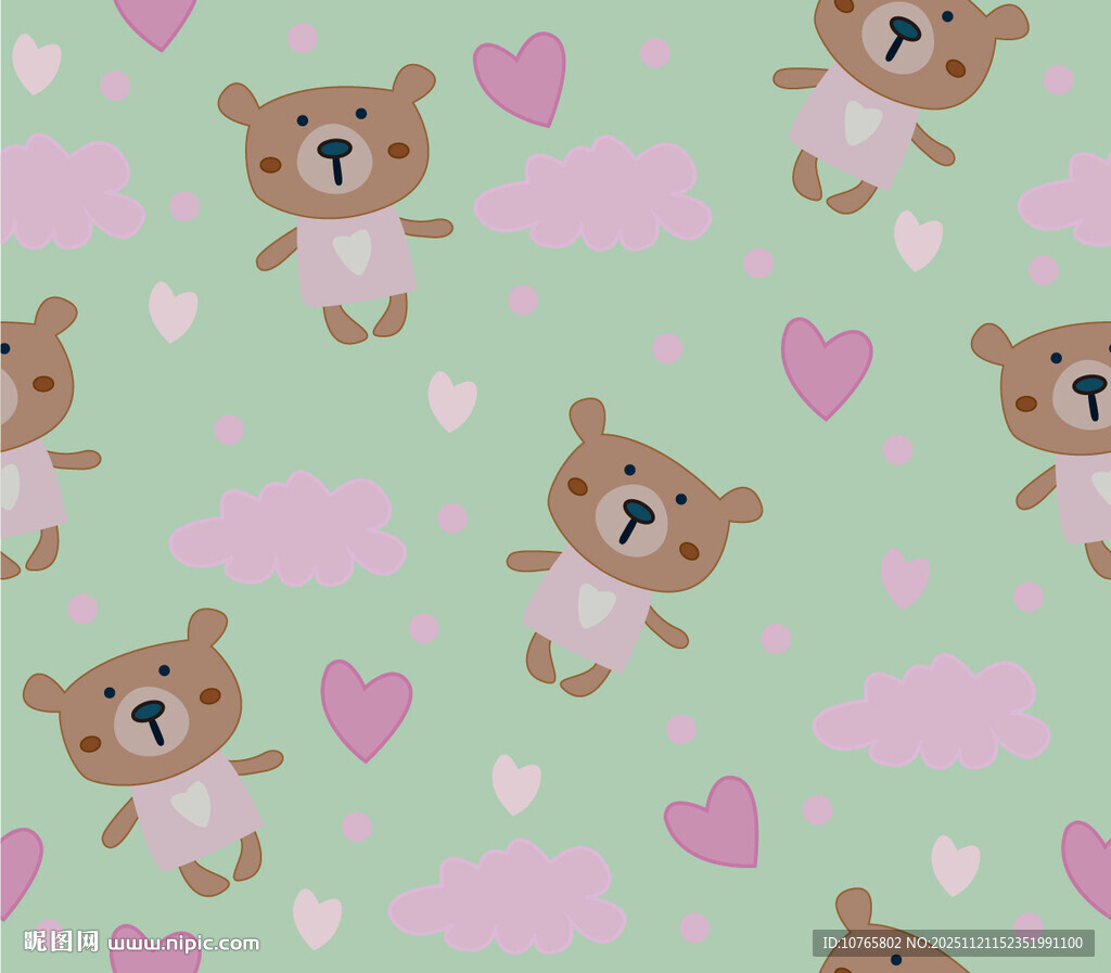 小熊爱心图案背景