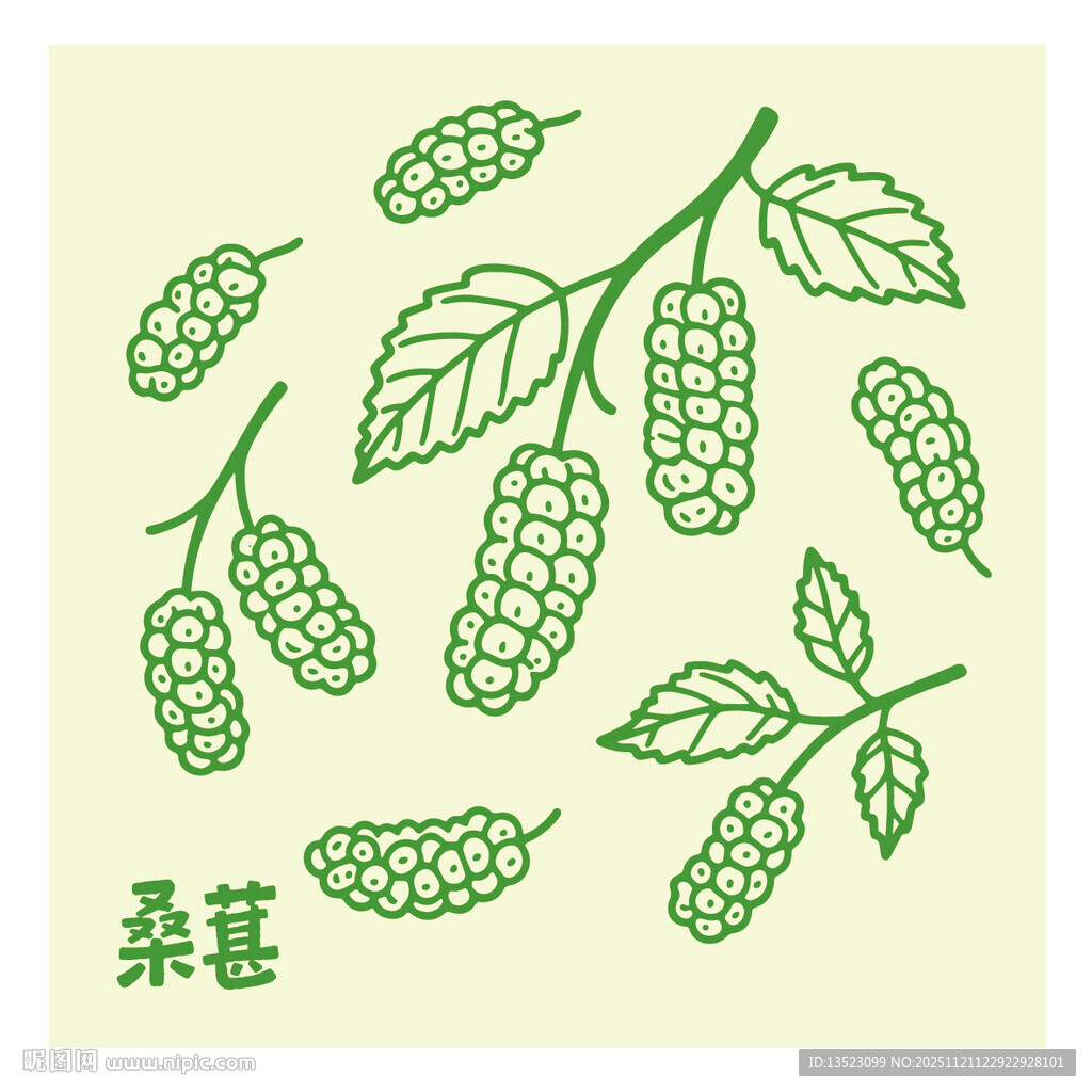 手绘桑葚图案设计元素