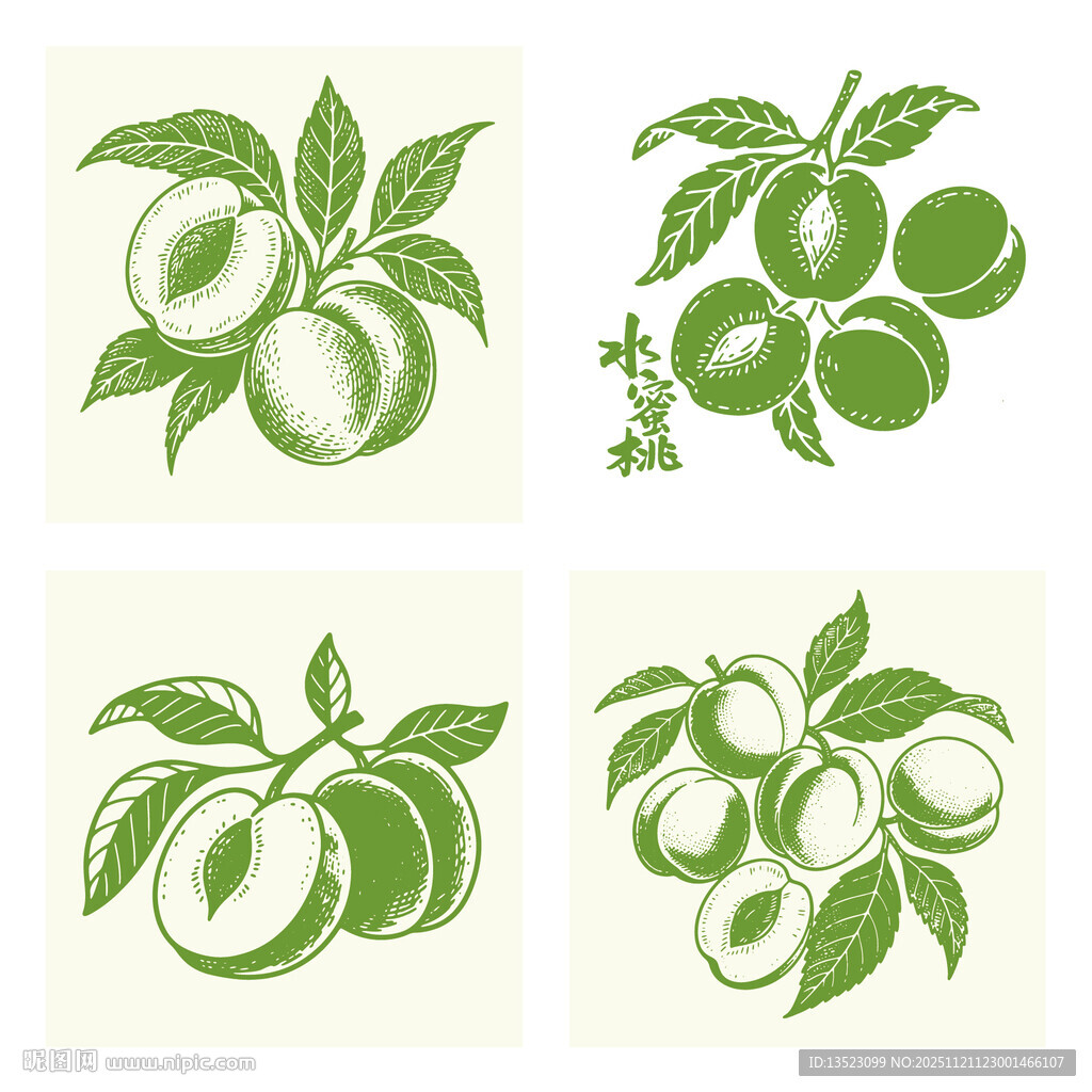 手绘水蜜桃图案