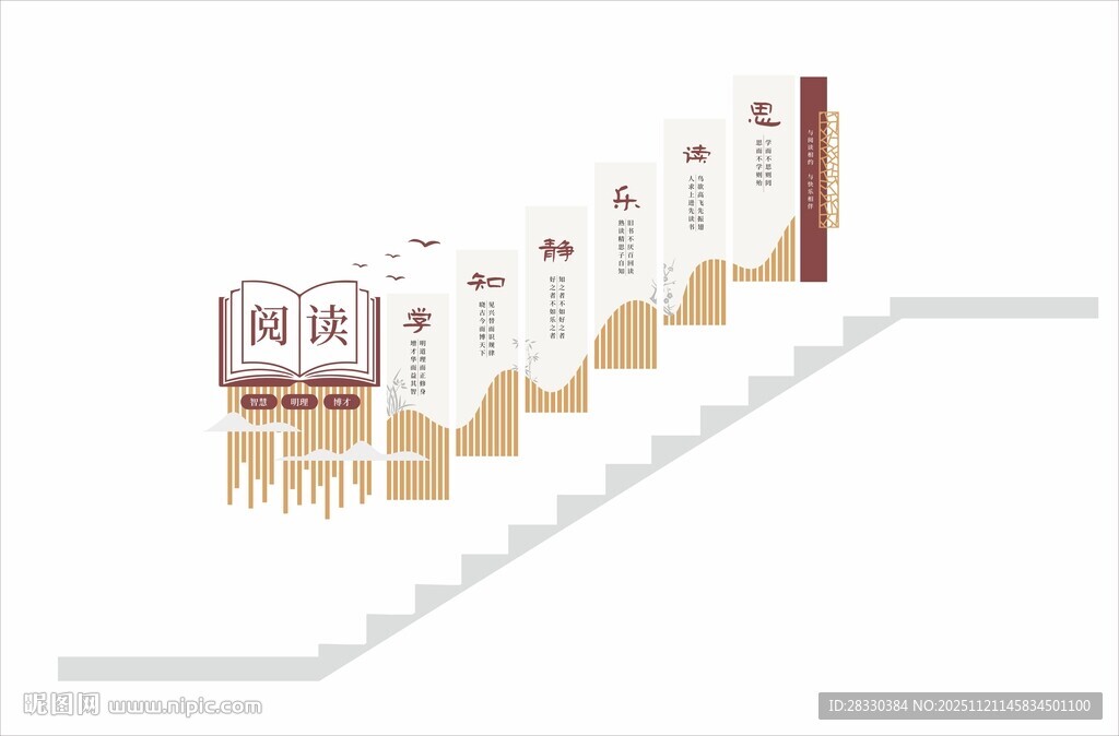 阅读室楼梯文化墙