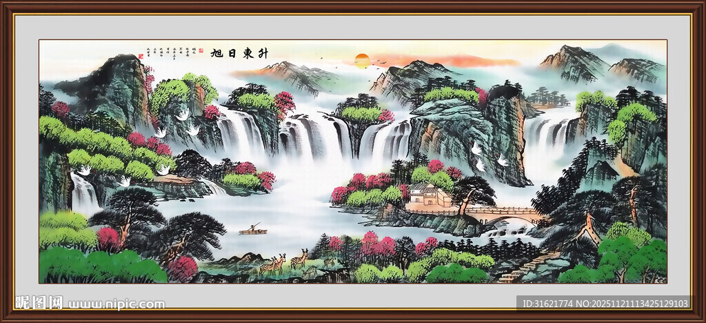 办公室聚宝盆挂画 