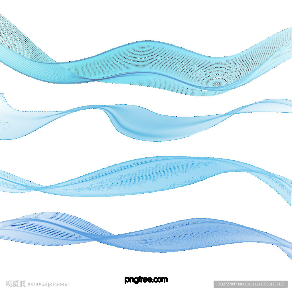 蓝色飘逸动感波浪线条