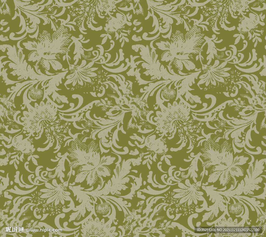 复古绿色花纹图案纹理