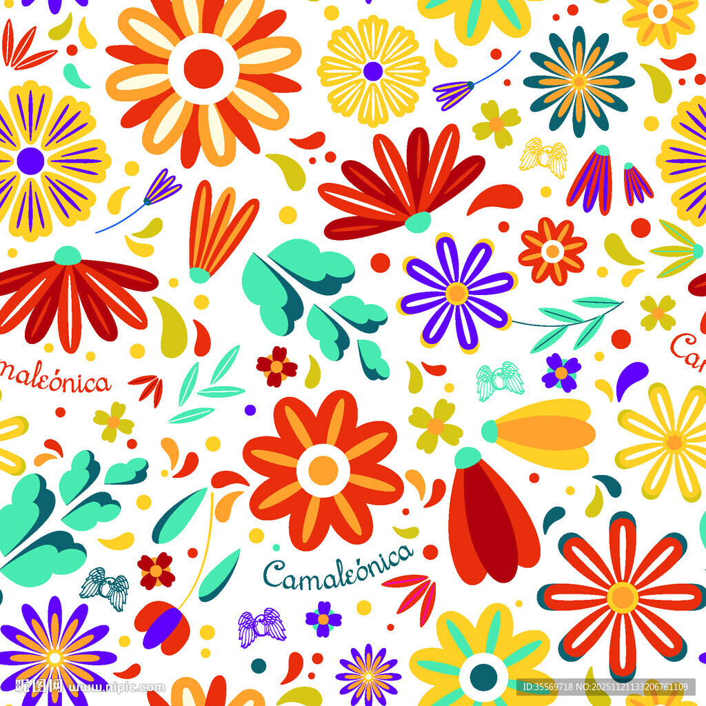 多彩花卉图案背景设计