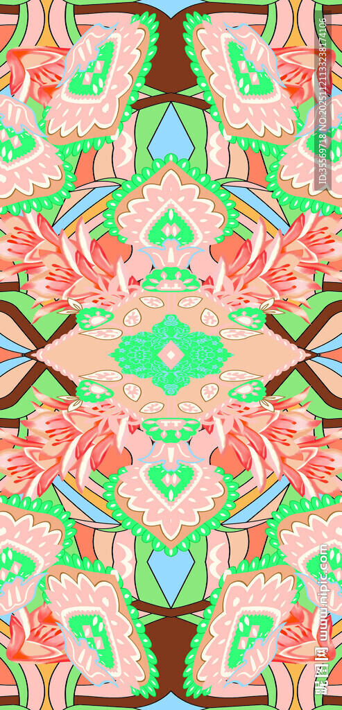 多彩花卉几何图案纹理